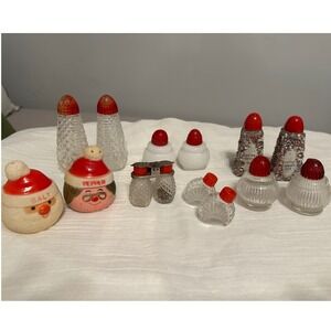 Vintage Salt and Pepper Shakers|Mid Century Holiday Souvenir Miniature Glass Mix